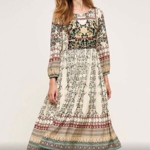 Anthropologie Bhanuni Jyoti Sharma Far Fields Midi Dress, Size 8